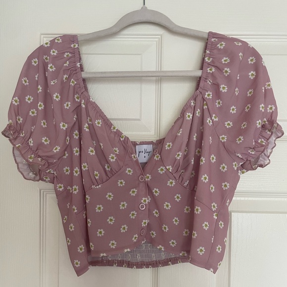 Princess Polly Dusty Pink Floral Crop Top - Picture 2 of 2